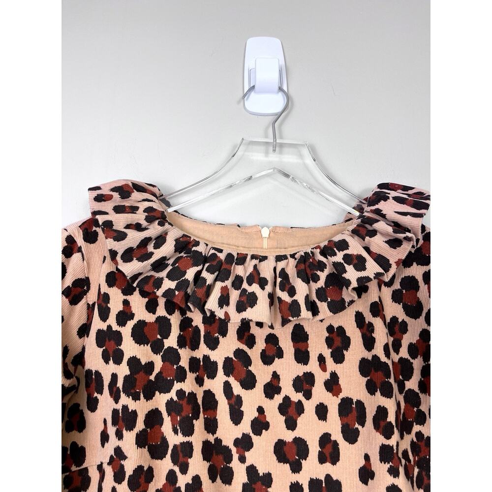 Elizabeth Wilson Leopard Corduroy Katherine Bell Sleeve Ruffle Top Preppy XS - Picture 3 of 11